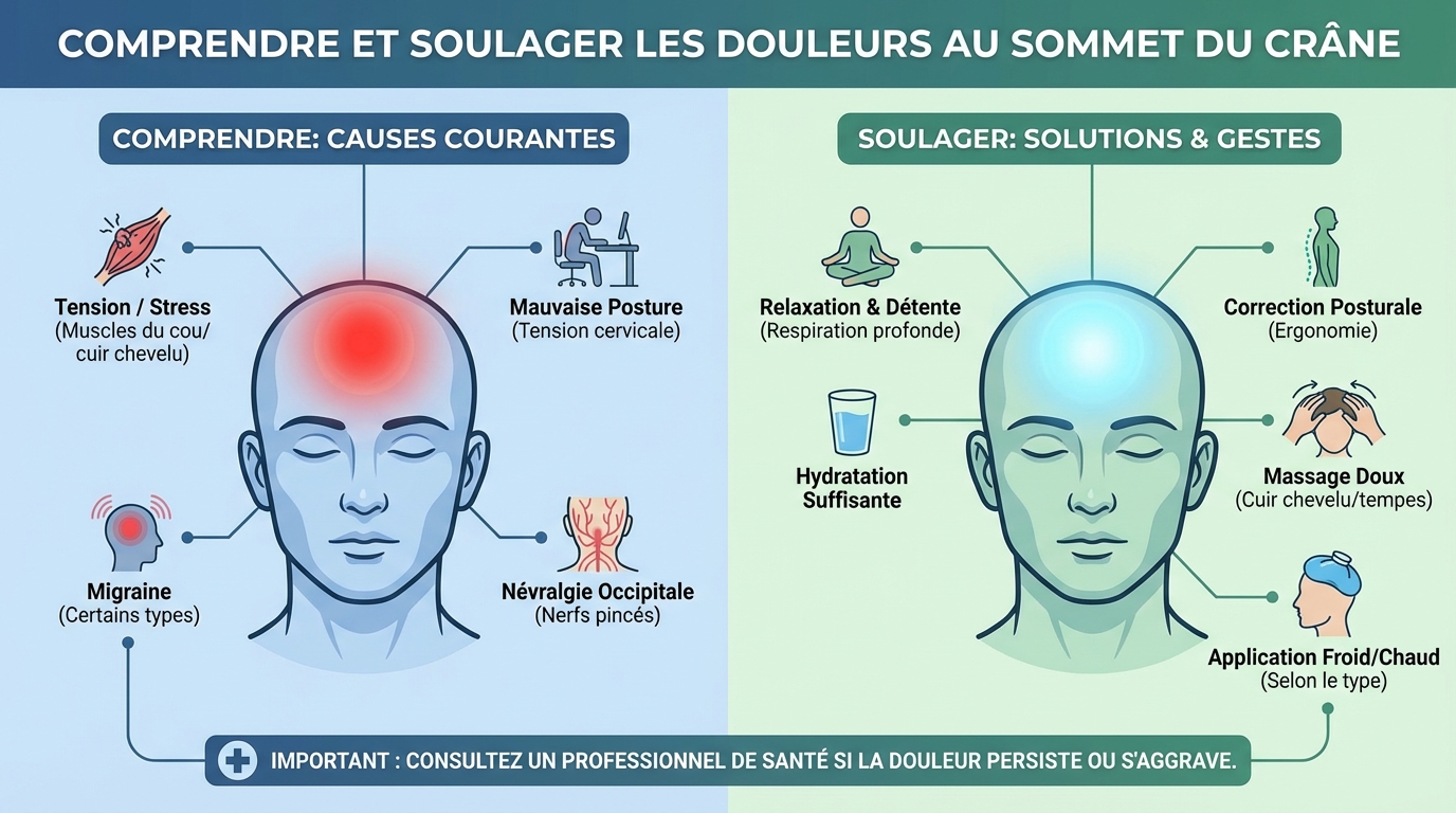 Comprendre et soulager les douleurs au sommet du crâne 1 Comment soulager la douleur